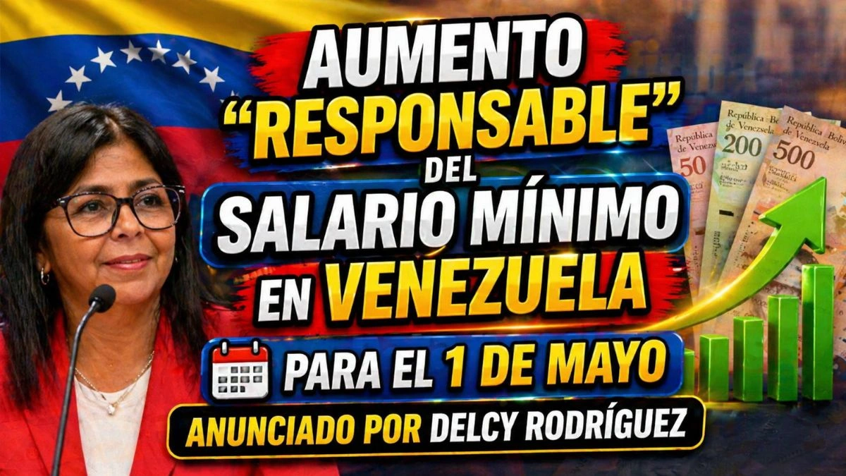 Aumento “responsable” del salario mínimo en Venezuela para el 1 de mayo, anunciado por Delcy Rodríguez