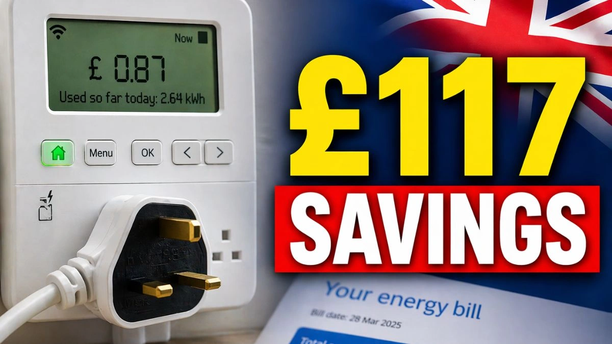 UK energy price cap reduction and smart meter reading for April 2026.