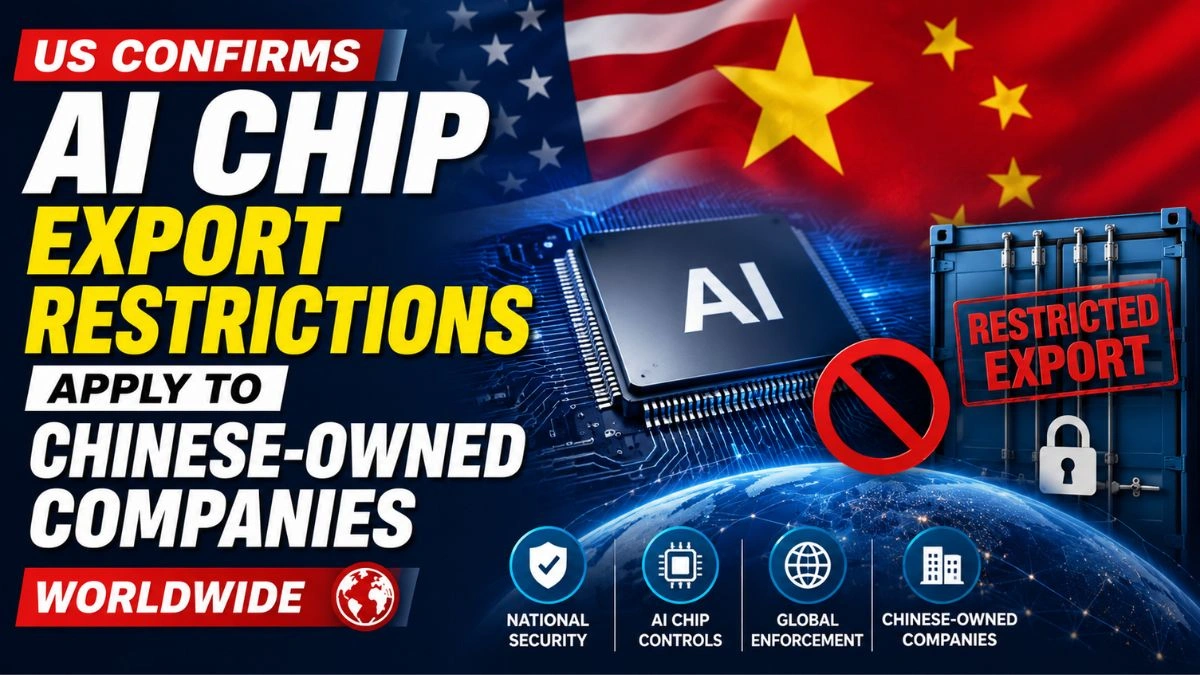 US confirms AI chip export restrictions apply to Chinese-owned companies worldwide
